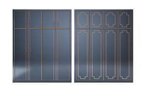新中式镶金边衣柜、顶柜一体