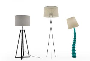 现代蓝色S形灯柱白色灯罩落地灯