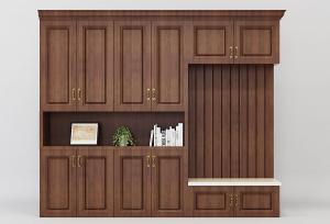 美式实木玄关柜、收纳柜带卡座