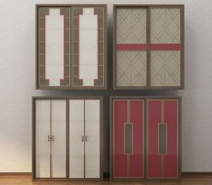 新中式搭配中国红柜门的衣柜