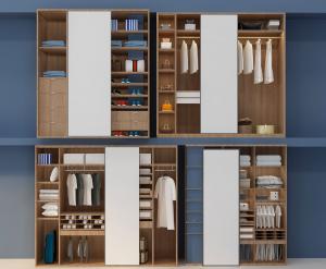 现代可调整推拉门的开放式衣柜