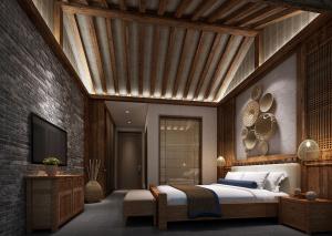 裸露的砖墙中式乡村民宿客房