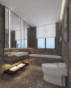 超大镜面装饰的高级灰现代卫生间