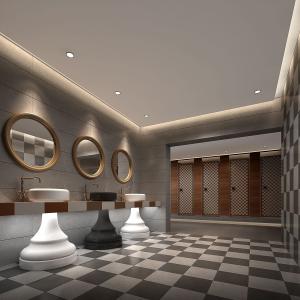 黑白棋盘主题公共卫生间