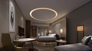 豪华新中式酒店客房、圆床