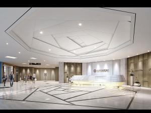 现代玫瑰花朵造型吊顶的酒店大堂