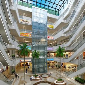 现代大型购物商场中庭天窗休闲区