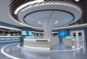 超大圆形吊顶的多媒体展厅