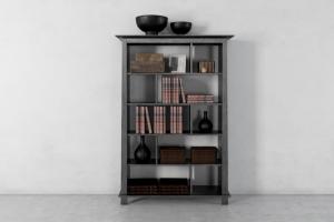 黑色简欧五层书架、书籍