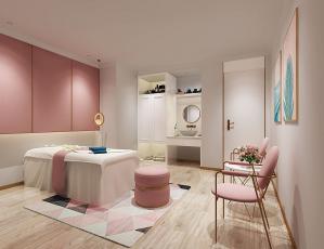 粉色调女子美容养生会所、按摩房