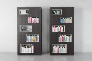 嵌入式交错的方格收纳书架