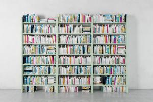 果绿色清新现代书架、书籍