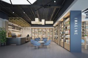 带水吧的工业风图书馆、阅览室