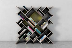 不规则斜放现代实木书架