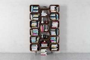 个性时尚咖啡色现代书架、书籍