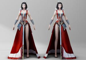 红色衣着女性游戏人物