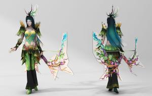 手拿花草造型弓箭的游戏人物