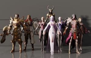 身着各异的游戏角色人物