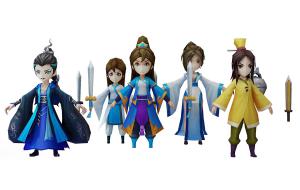 宝剑树立、伸开两臂站立的游戏人物