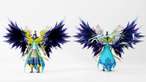 展开发射形造型翅膀的游戏人物