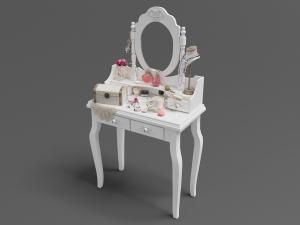 欧式白色带镜框的梳妆台