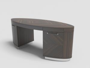 现代带有实木纹理的椭圆形装饰收纳柜的书桌3d模型 现代带有实木纹理的椭圆形装饰收纳柜的书桌