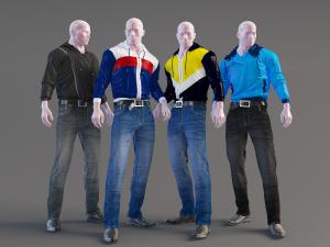男士运动上衣、牛仔裤服装模特3d模型 男士运动上衣、牛仔裤服装模特