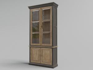 欧式带有玻璃柜门的实木书柜