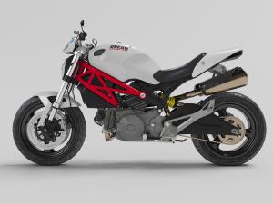 后座高抬的白色摩托跑车