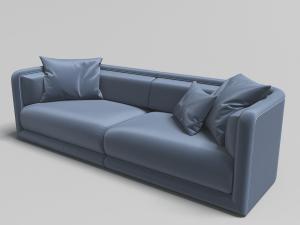 灰色现代时尚带靠垫双人长沙发