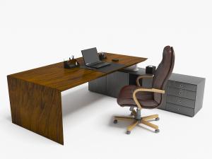 现代简约办公桌文件柜一体、办公转椅