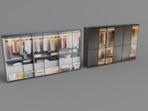 现代装饰有玻璃柜门的收纳柜衣柜