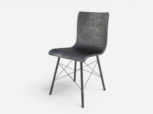 现代黑色金属支撑灰色皮革餐椅