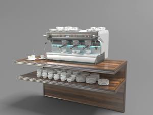 收纳杯碟、咖啡饮料机自助餐厅双层料理台