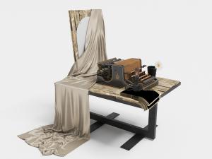 工业风复古老旧书桌、旧式打字机3d模型 工业风复古老旧书桌、旧式打字机