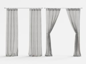 现代带有窗帘杆的灰白色窗帘