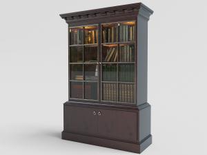 新中式胡桃木带玻璃柜门书柜