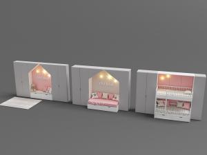 带有卡座、上下铺的儿童收纳柜组合