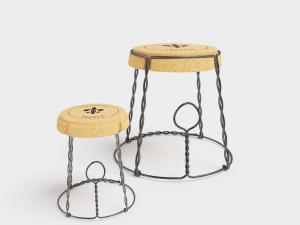 现代扭曲铁丝支架圆凳