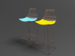 现代轻奢金属镂空吧台椅