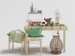 新中式实木装饰收纳桌凳组合