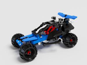 蓝色四轮拼装儿童玩具车