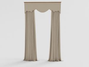 新中式带窗帘槽的浅咖色布艺窗帘