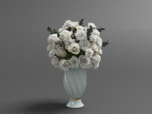 淡青色欧式陶瓷花瓶花卉