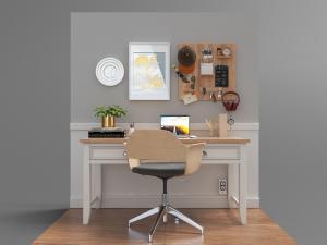 现代撞色拼接实木书桌椅组合3d模型 现代撞色拼接实木书桌椅组合