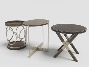 现代不同造型的三款圆形边几3d模型 现代不同造型的三款圆形边几