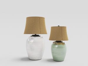 中式古典陶瓷花瓶黄色灯罩台灯