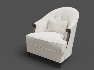 简欧白色纽扣靠背单人沙发