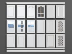 欧式白色实木带玻璃、网格镂空的柜门