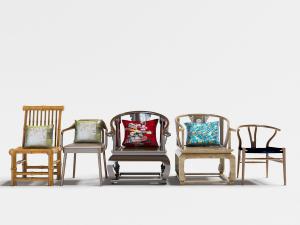 中式竹编休闲椅、古典扶手椅